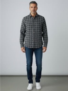 GANT Men's Dark Navy Blue White Geometric Shirt Turkish Cotton Men’s size L